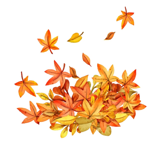 Бесплатное векторное изображение Акварельная куча листьев