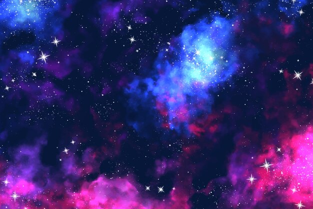 Watercolor pink and blue galaxy background