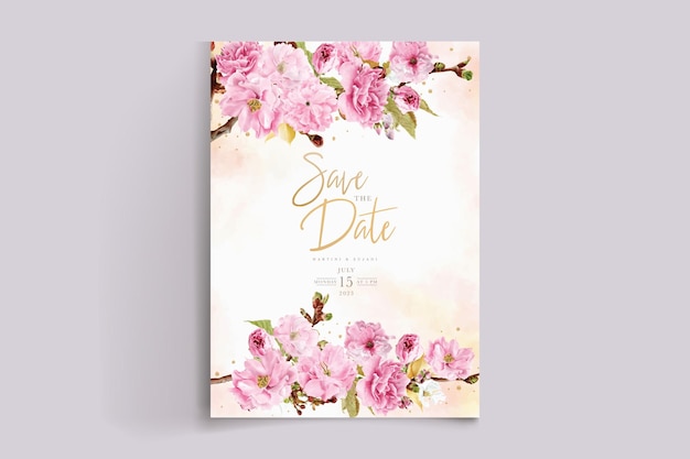 watercolor pink cherry blossom background design