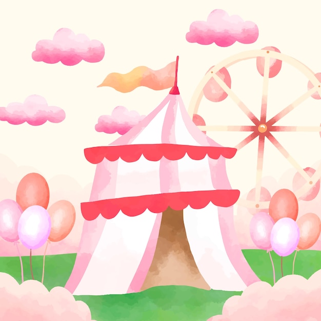 Watercolor pink circus illustration design