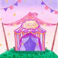 Free vector watercolor pink circus illustration