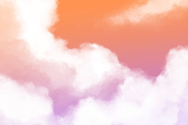 Watercolor pink cotton clouds background