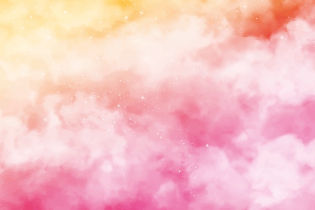 Watercolor pink cotton clouds background