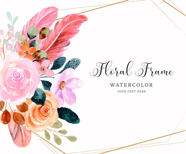 Free vector watercolor pink floral frame background