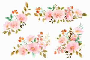 Free vector watercolor pink flower bouquet collection