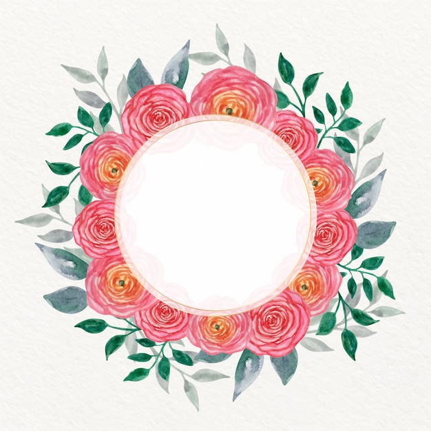 Watercolor pink flowers frame