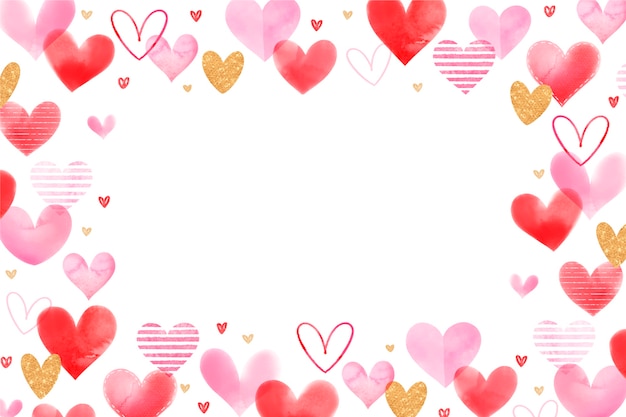 Free vector watercolor pink hearts border