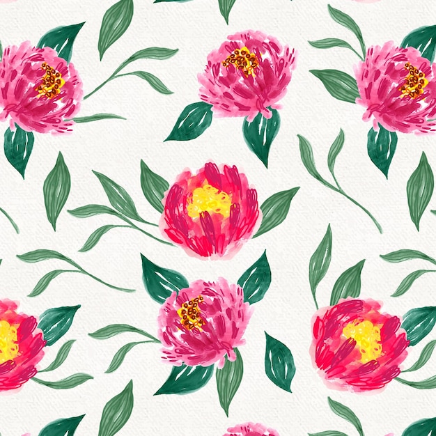 Free vector watercolor pink peonies pattern