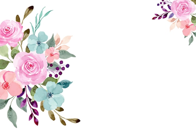 Free vector watercolor pink rose flower frame background