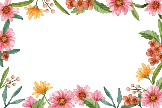 Watercolor pink and yellow flowers background