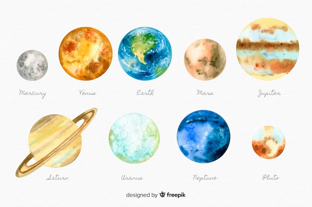 Free vector watercolor planet desing collection