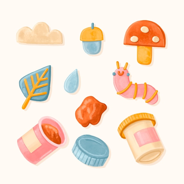 Free vector watercolor play dough pack illustration