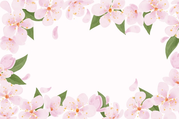 Watercolor plum blossom background copy space