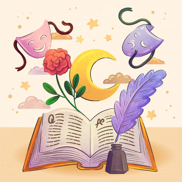 Free vector watercolor poetry illustration