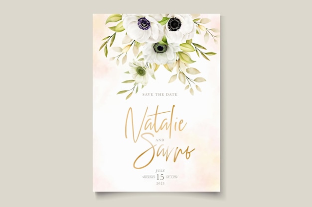 Watercolor poppy anemone invitation card