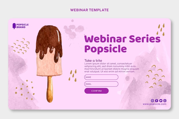 Free vector watercolor popsicle webinar template