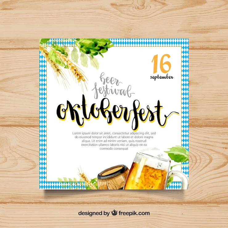 Бесплатный Вектор акварельный плакат для вечеринки oktoberfest