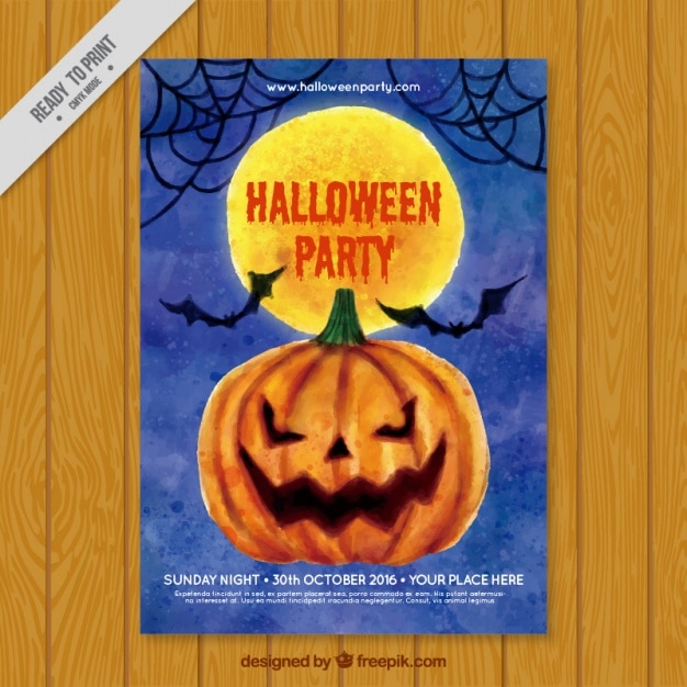 Free vector watercolor poster with a pumpkin