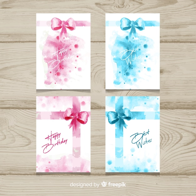 Watercolor presents birthday card collection