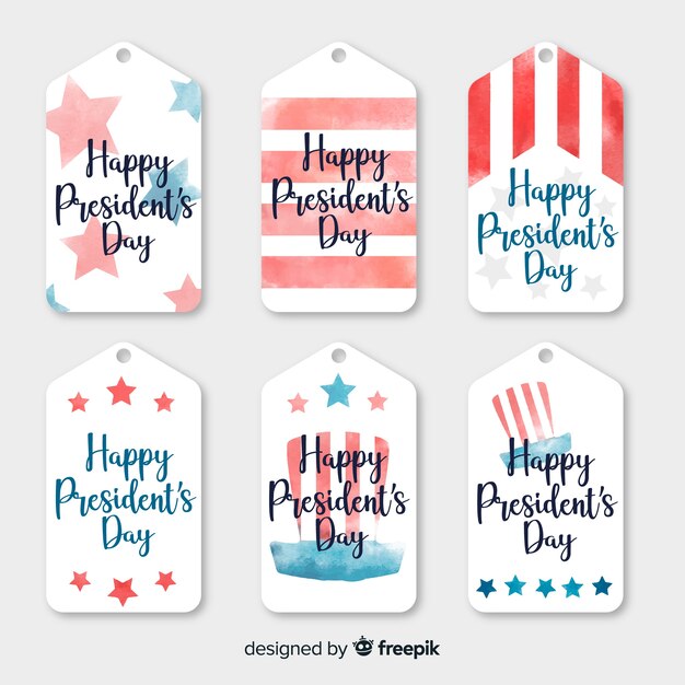 Watercolor president day label set