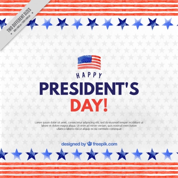Free vector watercolor president's day background with blue and gray stars
