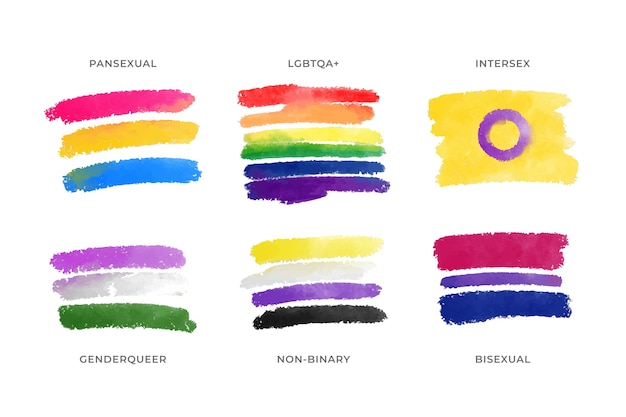Watercolor pride month flags collection