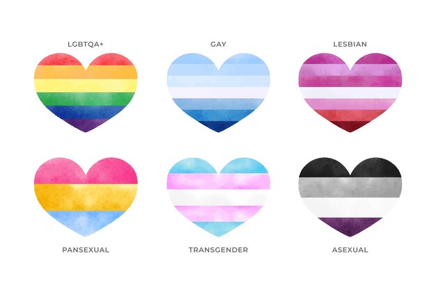 Watercolor pride month flags collection