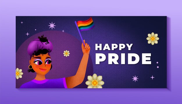 Watercolor pride month lgbt horizontal banner template