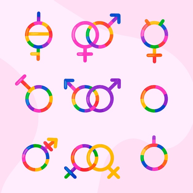 Free Vector watercolor pride month lgbt symbols collection