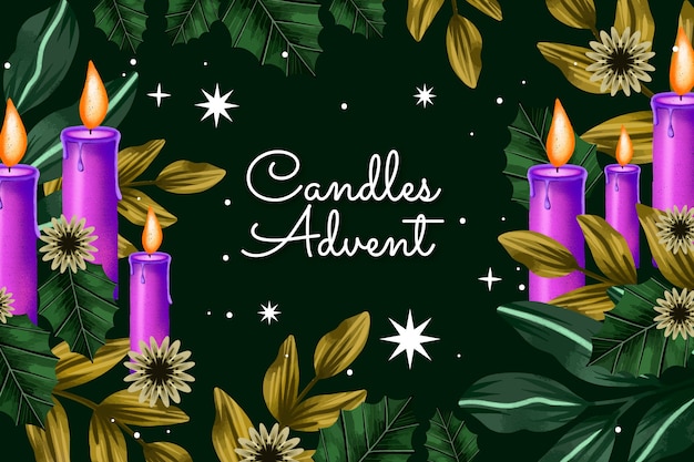 Free vector watercolor purple candles advent background