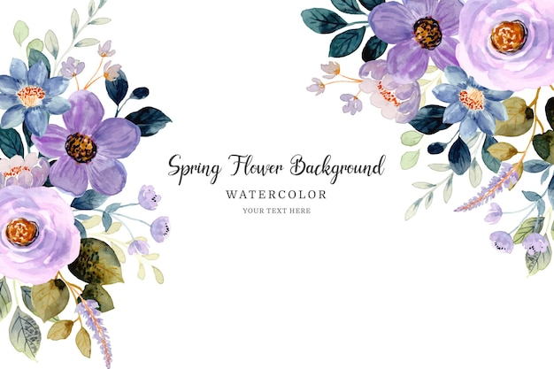 Watercolor purple floral background Free Vector