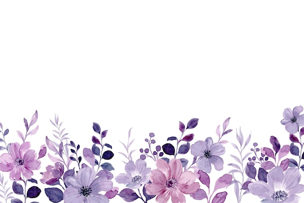 Free vector watercolor purple floral border background