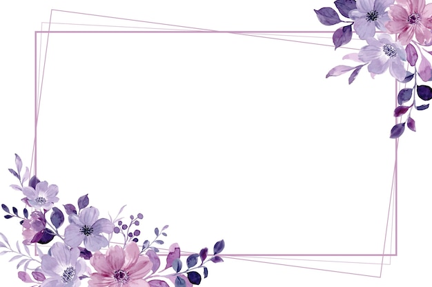 水彩紫の花フレーム