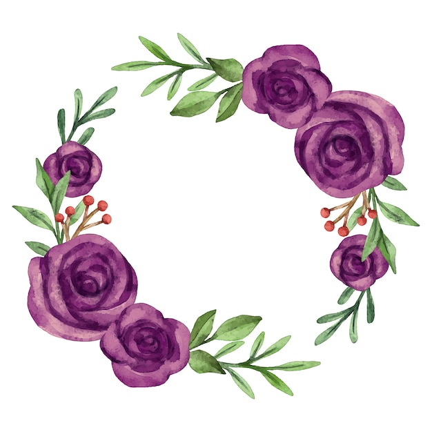 Watercolor purple flowers frame