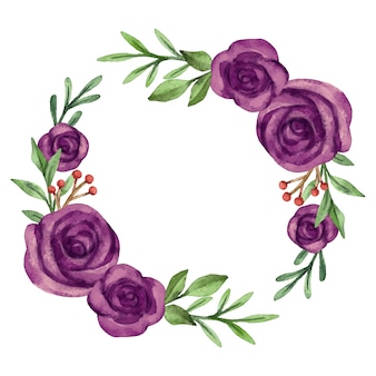 Watercolor purple flowers frame