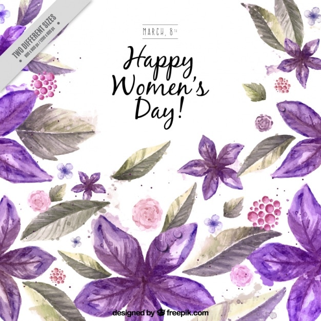 Watercolor purple flowers woman's day background