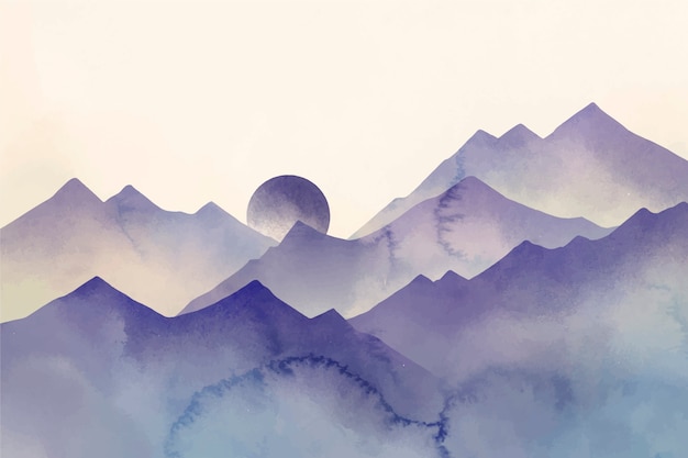 Free vector watercolor purple mountains background