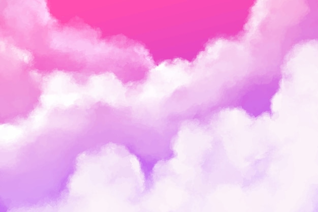 Watercolor purple sugar cotton clouds background