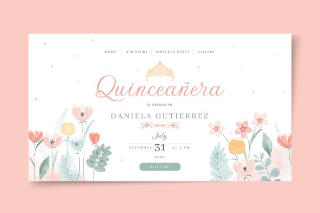 Watercolor quinceañera landing page