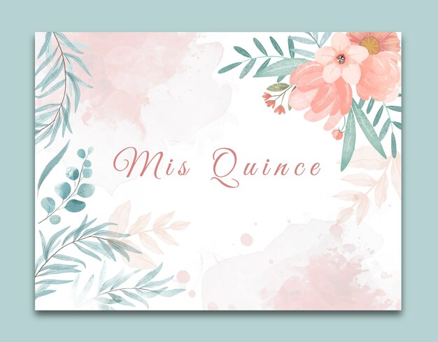 Watercolor quinceanera photocall template