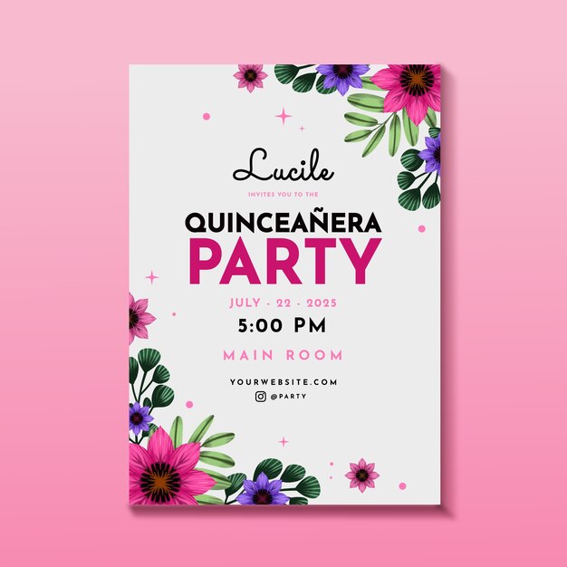 Шаблон плаката акварель quinceanera