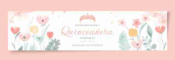 Vettore gratuito banner di contrazione della quinceañera dell'acquerello