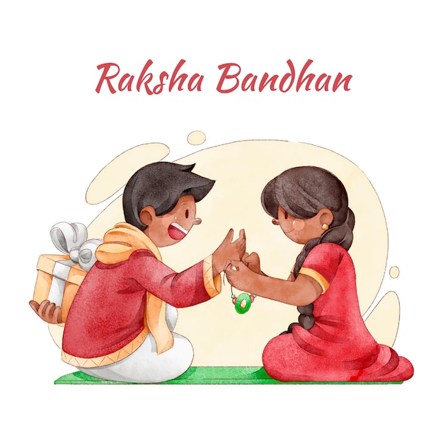 Vettore gratuito concetto dell'acquerello raksha bandhan