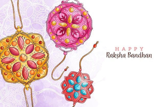 Vettore gratuito concetto dell'acquerello raksha bandhan