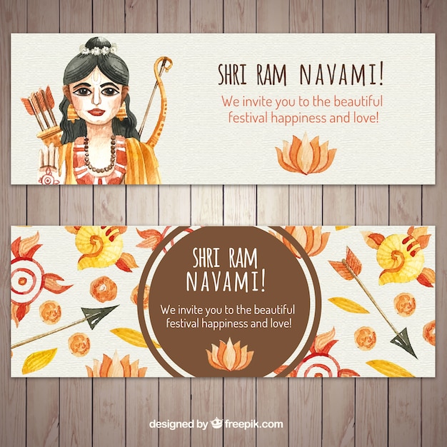 Watercolor ram navami banners