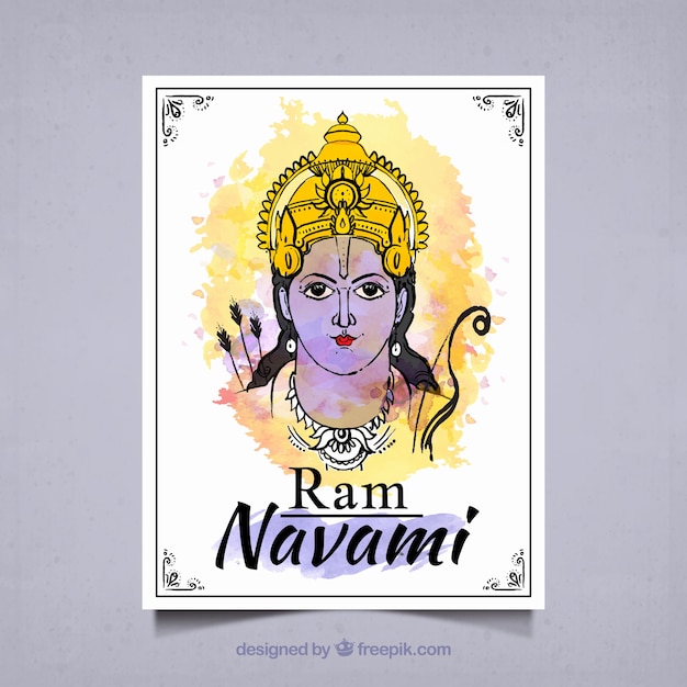 Vettore gratuito acquerello ram navami saluto