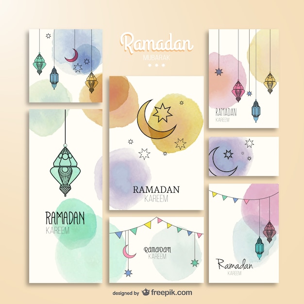 Free vector watercolor ramadam kareem brochures