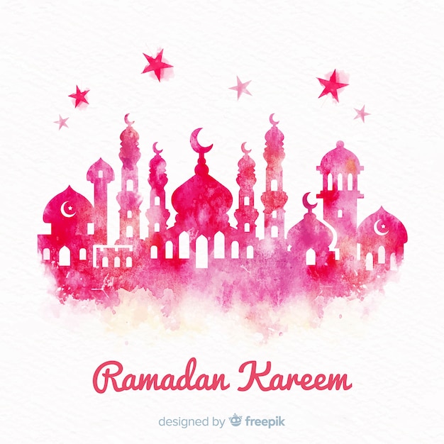 Free vector watercolor ramadan background