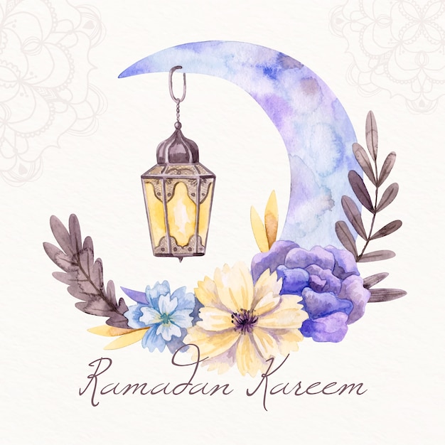 Watercolor ramadan concept