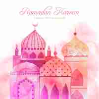 Free vector watercolor ramadan kareem illustration